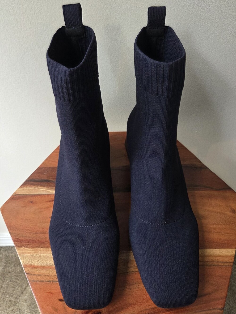 VIVAIA Regina Pro Square-Toe Water-Repellent Block Heeled Boots Navy Blue Sz 8 - Picture 7 of 10